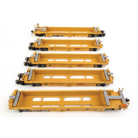 Walthers MainLine 55672 (HO) Thrall 5-Unit Rebuilt 40' Well Car - TTX DTTX 748195 - large red TTX logo