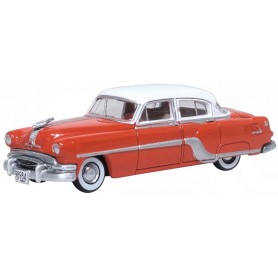 Oxford 87PC54004 (HO) 1954 Pontiac Chieftain 4-Door Sedan - Coral Red, Winter White