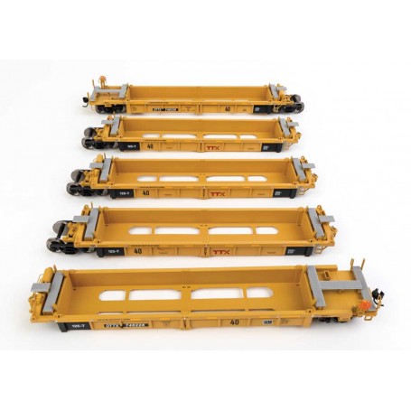 Walthers MainLine 55669 (HO) Thrall 5-Unit Rebuilt 40' Well Car - TTX DTTX 748228 - small red TTX logo