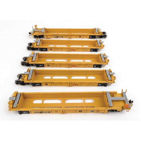 Walthers MainLine 55668 (HO) Thrall 5-Unit Rebuilt 40' Well Car - TTX DTTX 748192 - small red TTX logo