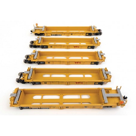 Walthers MainLine 55675 (HO) Thrall 5-Unit Rebuilt 40' Well Car - TTX DTTX 748438 - large red TTX logo