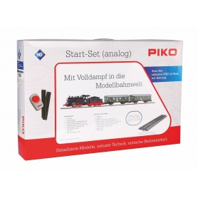 PIKO 57112 (HO) Starter Set - DB Passenger Train, Steam Locomotive, PIKO A-Track w. Railbed, 120V