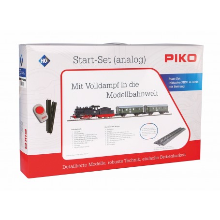 PIKO 57112 (HO) Starter Set - DB Passenger Train, Steam Locomotive, PIKO A-Track w. Railbed, 120V