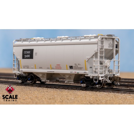 ScaleTrains Rivet Counter (N) Gunderson 3250 Covered Hopper, CEMEX/ex-AOKX Black Patched/Low Profile Outlet Gates/CEMX