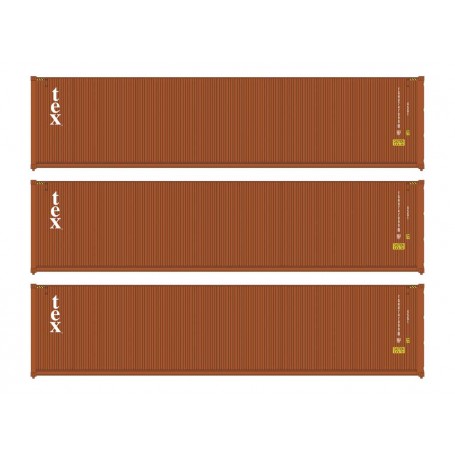 Walters Scenemaster 18255 (HO) 40' Fully Corrugated Container - 3-Pack -- TEX