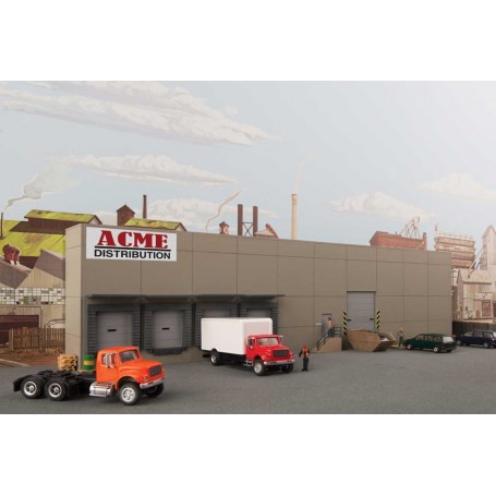 Walthers Cornerstone 4071 (HO) Modern Concrete Warehouse Background Building -- Kit