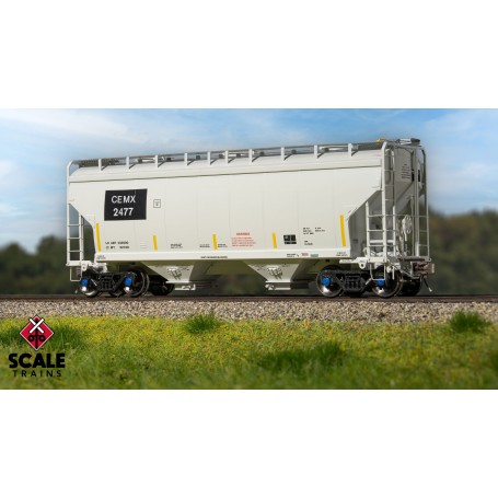 ScaleTrains Rivet Counter (HO) Gunderson 3250 Covered Hopper, CEMEX/ex-AOKX Black PatchedAutoLOK II Outlet Gates/ CEMX