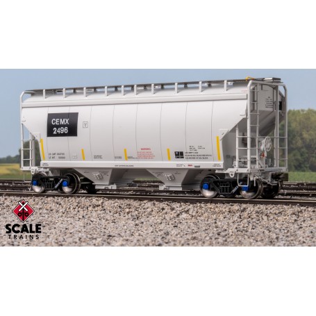 ScaleTrains Rivet Counter (HO) Gunderson 3250 Covered Hopper, CEMEX/ex-AOKX Black PatchedAutoLOK II Outlet Gates/ CEMX