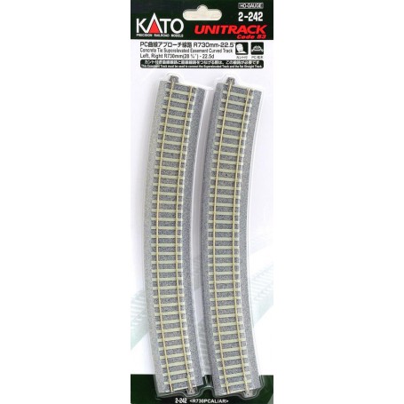 KATO 2-242 (HO) Unitrack - 730mm (28 3/4") Radius 22.5º CT Easement Track Left + Right