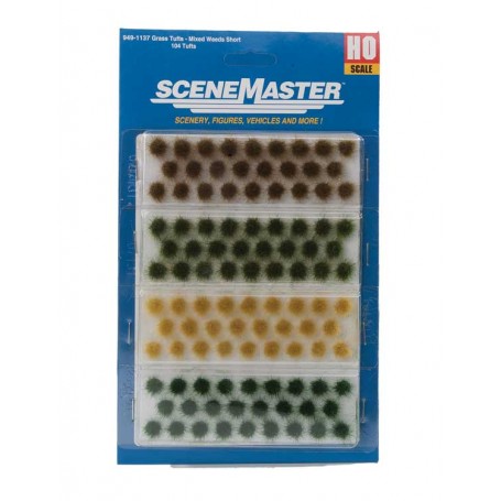 Walthers SceneMaster 1137 (HO) Short Mixed Weed Tufts pkg(104) -- Height: 1/4" .6cm