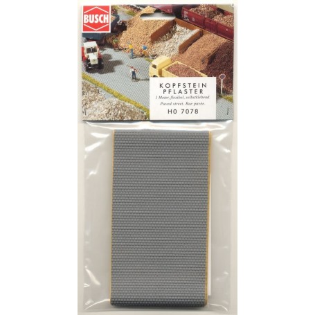 BUSCH 7078 (HO) Flexible Cobblestone Roadway, Self Adhesive - 1m
