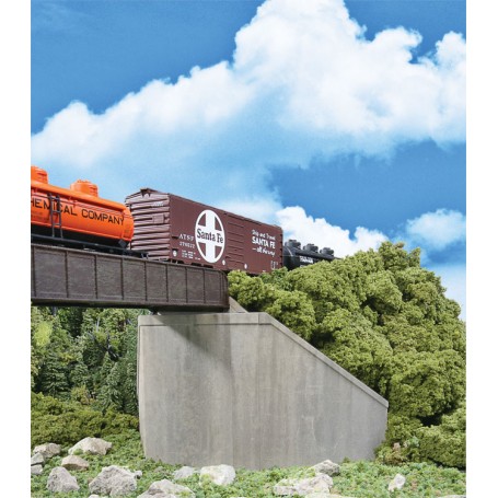 Walthers Cornerstone 4551 (HO) Single-Track Railroad Bridge Concrete Abutments pkg(2)