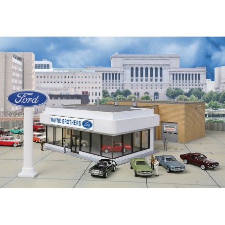 Walthers Cornerstone 3483 (HO) Wayne Bros. Ford Dealership -- Kit