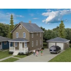 Walthers Cornerstone 3792 (HO) Two-Story House with Garage -- Kit
