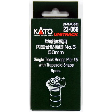 KATO Unitrack 23-069 (N) No. 5 Single Track Piers with Trapezoid Shape 50mm, 5 Pcs.
