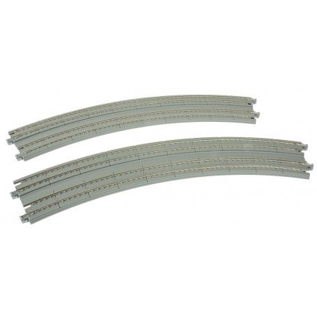 KATO 20-187 (N) Curved Double Concrete Slab Superelevated Track -- 16-3/8 & 15" 414 & 381mm, 45-Degree Easements