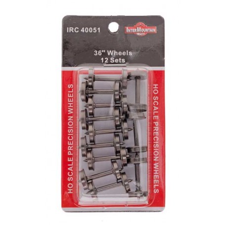 InterMountain W40051 (HO) 36" Wheels (.110" Tread Width) 12 Axles Per Pack