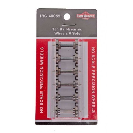 InterMountain W40059 (HO) 36" Ball-Bearing Wheels (.110" Tread Width) 6 Axles