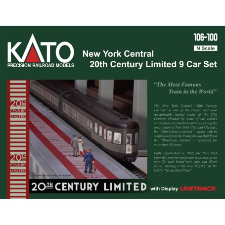 KATO 106-100 (N) 20th Century Limited 9-Car Base Set - New York Central (Late 1940s 2-Tone Gray)