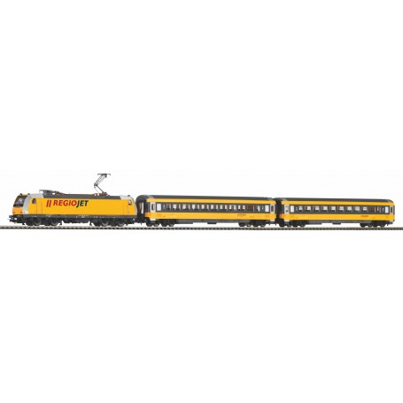PIKO 59021 (HO) DCC starter set - RegioJet passenger train with BR 386 electric locomotive - PIKO SmartControl® light, 120V
